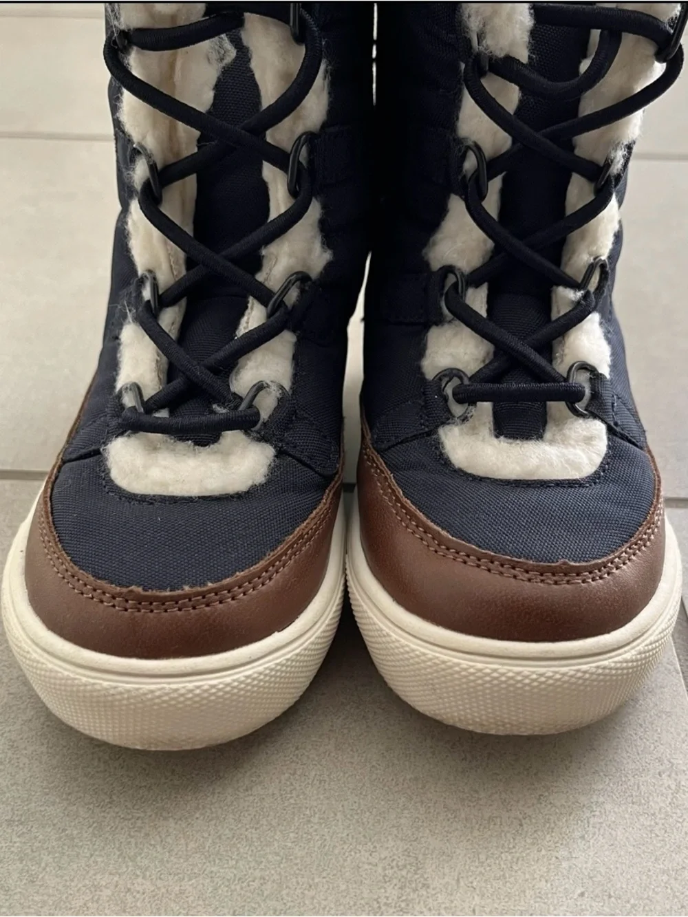 Old Navy Toddler Boy Kids Navy Blue Brown Winter Boots Size 9